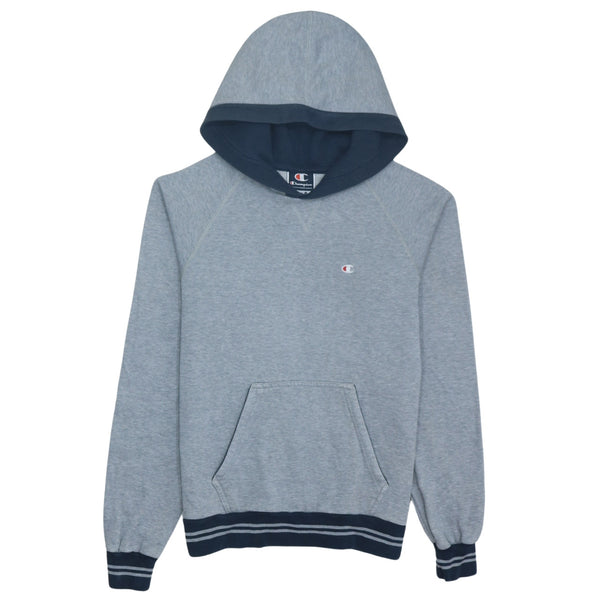 Vintage Champion 90's Grey Pullover Hoodie with Drawstring Pockets Small