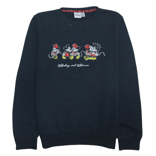 90's Disney Black Mickey & Minnie Mouse Small Crew Neck Sweatshirt