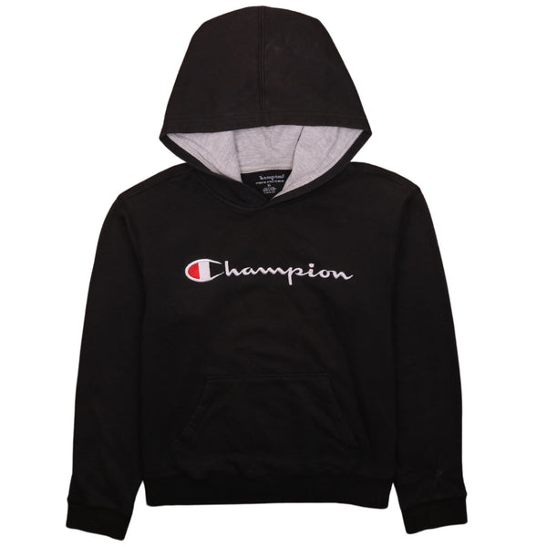 Champion 90's Women's XLarge Black Spellout Vintage Pullover Hoodie