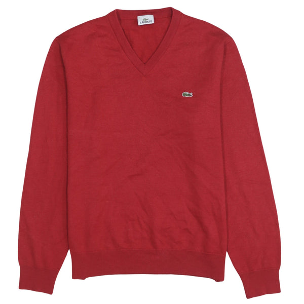 Lacoste 90's Lightweight V Neck Sweatshirt Medium  Red