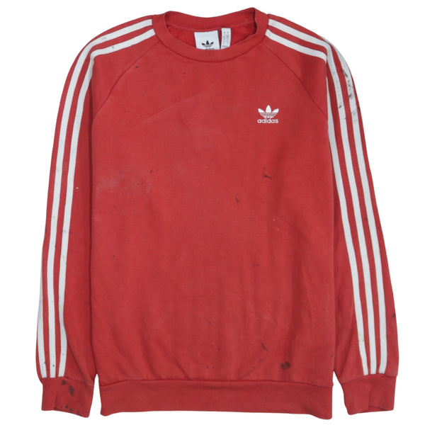 Adidas Vintage 90's Red Striped Sleeve Crew Neck Sweatshirt Men's Small