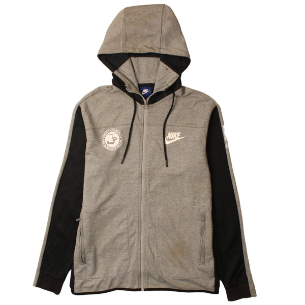Nike 1990s Swoosh Full Zip Up Hoodie Medium in Grey