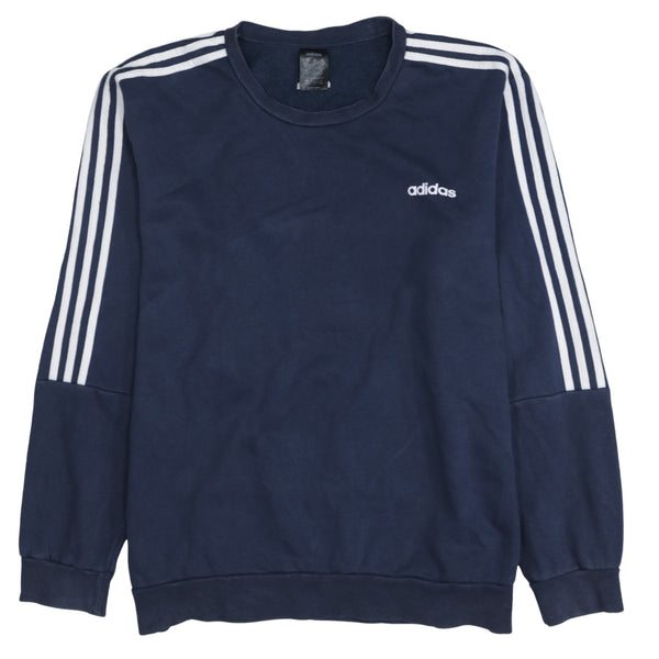 Adidas 90's Striped Sleeve Crew Neck Sweatshirt XXLarge (2XL) Navy Blue