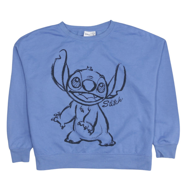Disney 90's Stitch Crew Neck Sweatshirt Large Blue