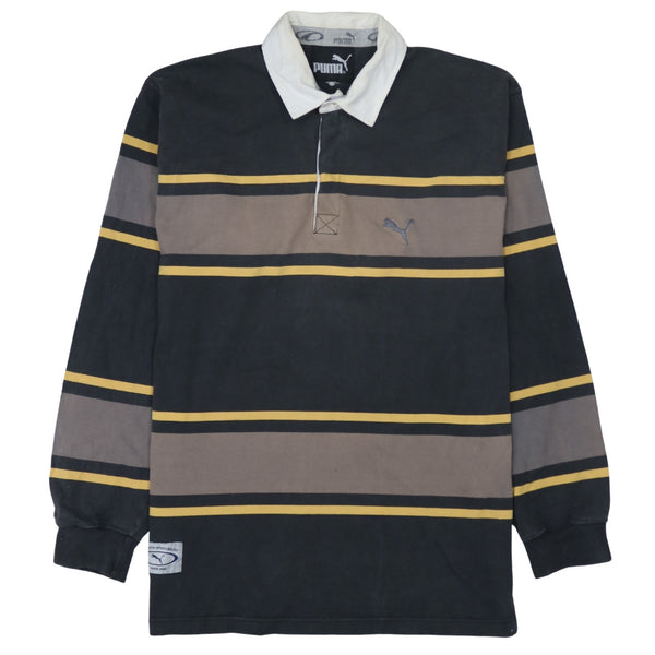 Puma 90's Long Sleeve Quarter Button Polo Shirt Large  Black