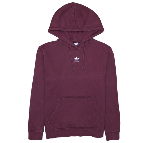 Adidas 90's Drawstring Pockets Pullover Hoodie Medium Burgundy Red
