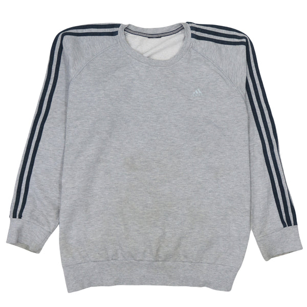 Adidas 90's Grey Striped Sleeve Crew Neck Sweatshirt Men's XXLarge
