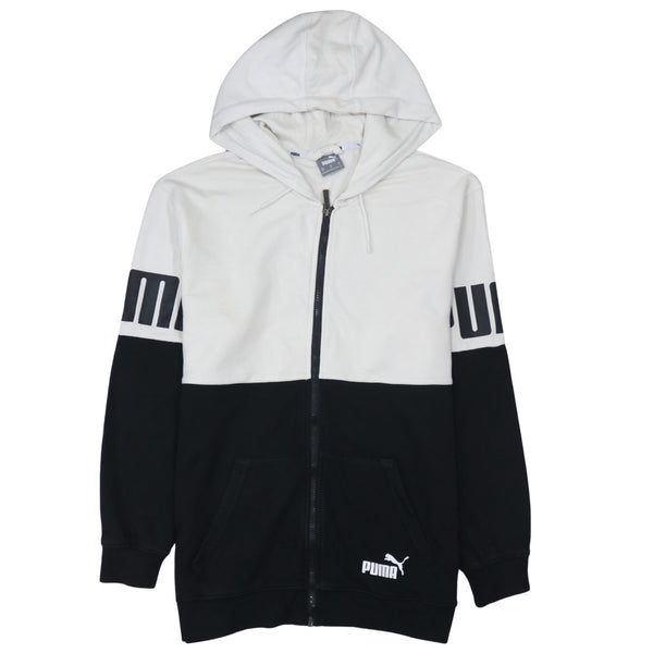 Puma 90's Drawstring Pockets Full Zip Up Hoodie Medium Black