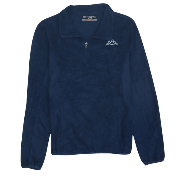 Kappa 90s Vintage Hiking Warm Fleece Quarter Zip Jumper, Medium, Navy Blue