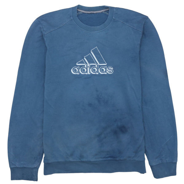 Adidas Vintage 90s Blue Spellout Crew Neck Men's Medium Sweatshirt
