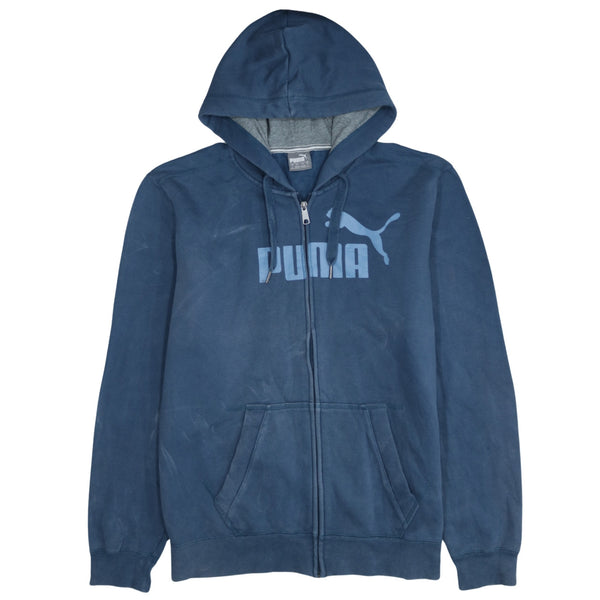 Puma 90's Spellout Full Zip Up Hoodie Large Blue