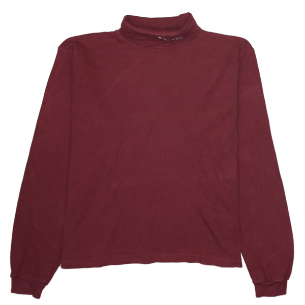 Champion 90's Lightweight Turtle Neck Jumper / Sweater Medium Red
