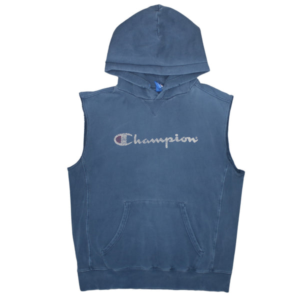 Champion 90's Spellout Vest Sleeveless Gilet XLarge Navy Blue