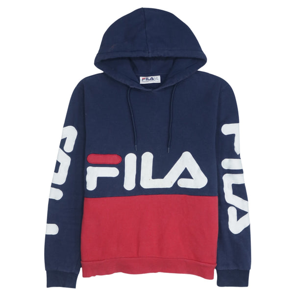 Fila 90's Navy Blue Spellout Pullover Hoodie Medium