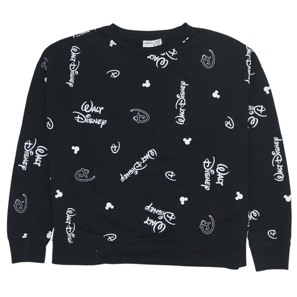 Vintage Disney 90s Black Heavyweight Crew Neck Sweatshirt Women's L