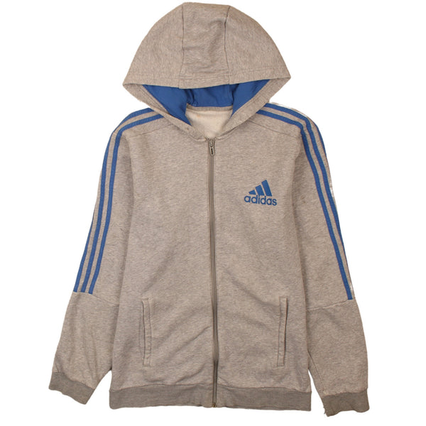 Adidas 90's Striped Sleeve Full Zip Up Hoodie Large  Grey
