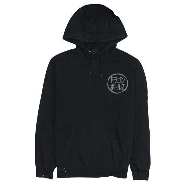 Retro 90's Drawstring Pockets Pullover Hoodie Large Black
