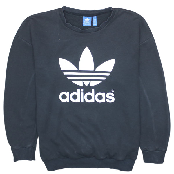 Adidas 90s Black Crew Neck Spellout Sweatshirt Women's Large