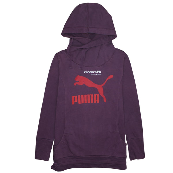 Puma 90's Spellout Pullover Hoodie Large Purple