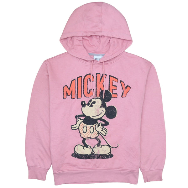Vintage 90's Disney Mickey Mouse Women's Pink Hoodie Pullover Small