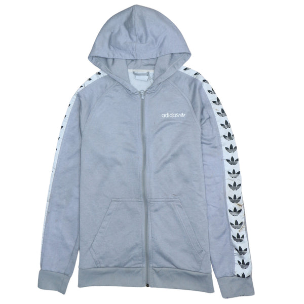 Adidas 90s Vintage Small Grey Full Zip Drawstring Hoodie