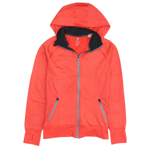 Adidas 90's Vintage Lightweight Orange Hoodie Zip Medium Women's