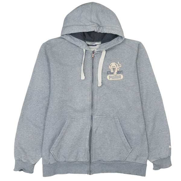 Puma 90's Men's Grey Hoodie 2XL, Drawstring, Vintage Full Zip