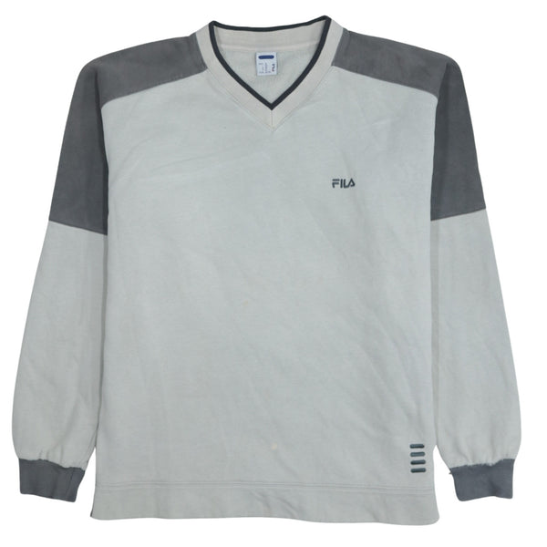 Fila 90's Lightweight V Neck Sweatshirt XLarge Grey