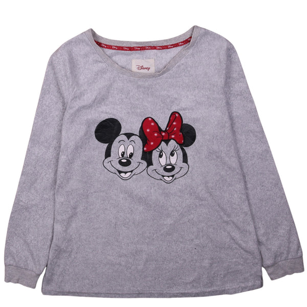 Vintage Disney 90s Grey Mickey & Minnie Crew Neck Sweater Medium