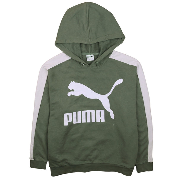 Puma 90's Spellout Pullover Hoodie Medium Green