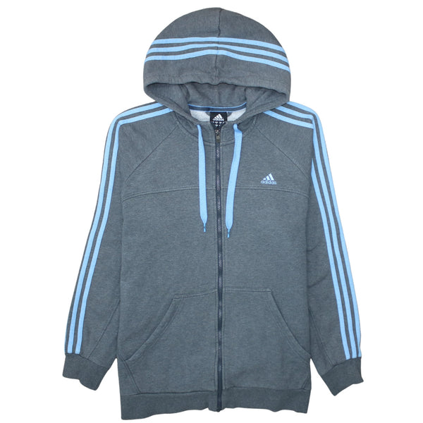 Adidas 90's Striped Sleeve Full Zip Up Hoodie XLarge Grey