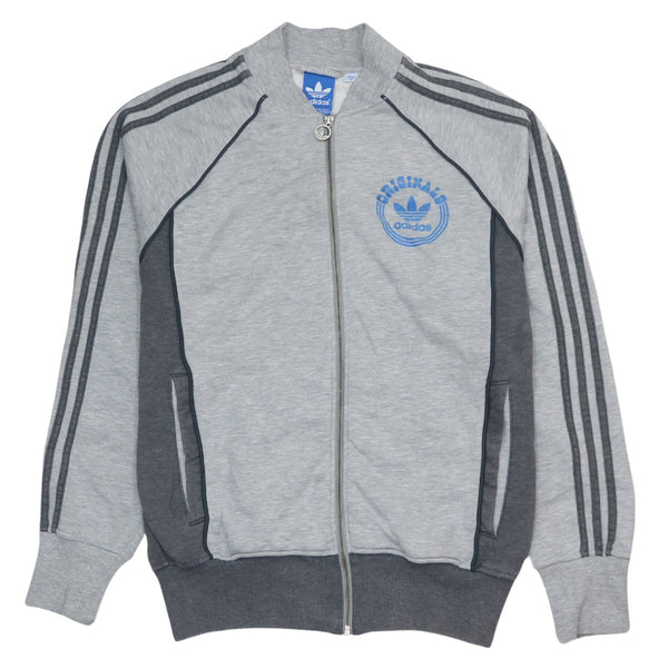 Adidas 90's Vintage Striped Sleeve Full Zip Sweatshirt Medium Grey