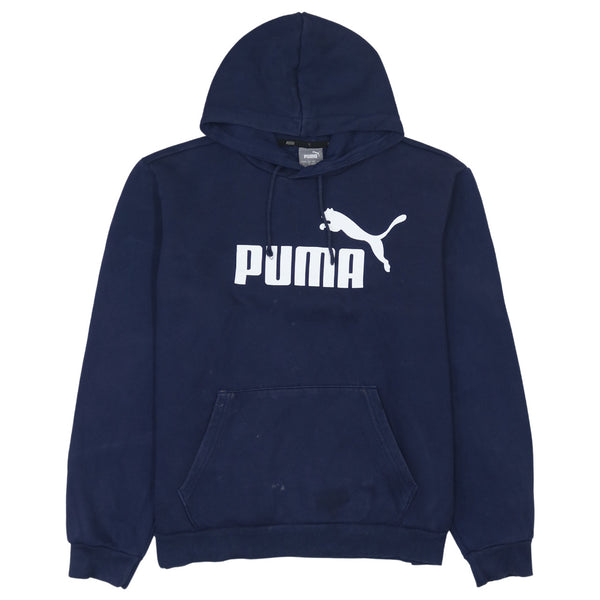 Puma 90's Spellout Pullover Hoodie Large Navy Blue