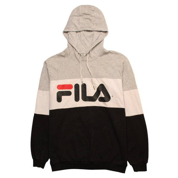 Fila 90's Vintage Spellout Hoodie XLarge Pullover Black Stylish