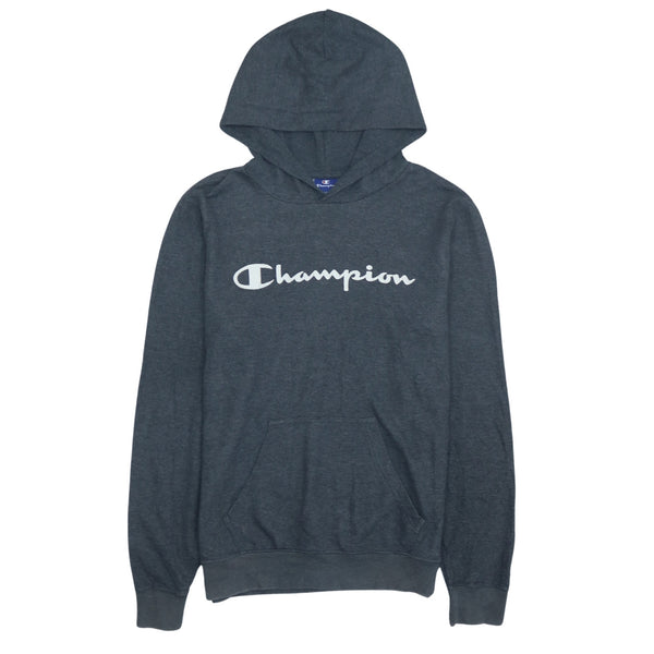 Champion 90's Grey Spellout Hoodie Men's Small Vintage Pullover
