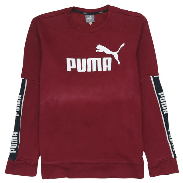 Puma Men's 90s Vintage Spellout Crew Neck Sweatshirt Small Red