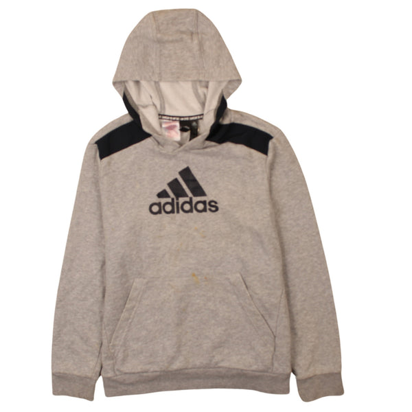 Adidas Vintage 90's Spellout Pullover Hoodie Large Grey Retro Style