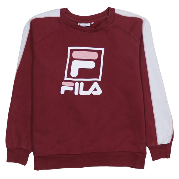 Fila 90's Spellout Crew Neck Sweatshirt Medium Burgundy Red