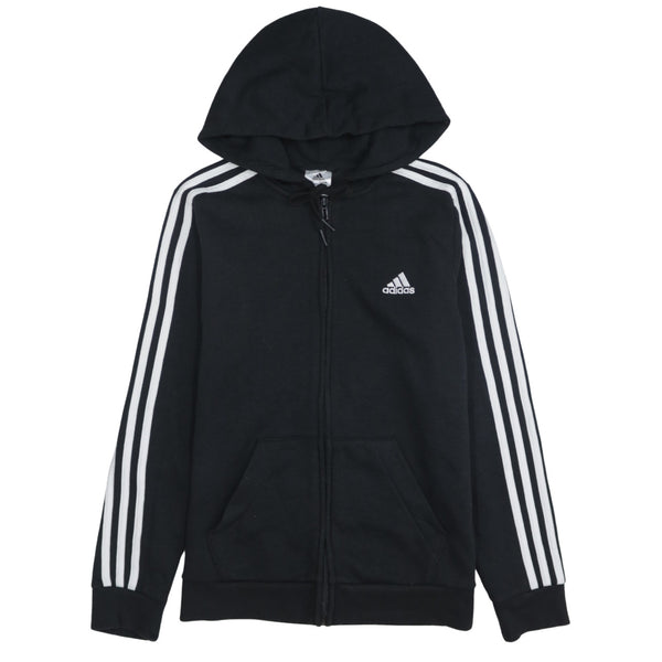 Adidas 90's Striped Sleeve Full Zip Up Hoodie Medium Black