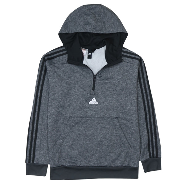 Adidas 90's Striped Sleeve Quarter Zip Hoodie XSmall  Grey