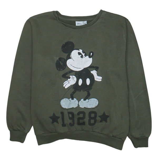 Disney 90's Mickey Mouse Crew Neck Sweatshirt Large  Green