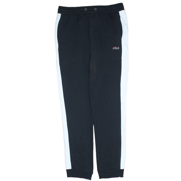 Fila 90's Vintage Rib Cuff Black Joggers Sweatpants Men Medium