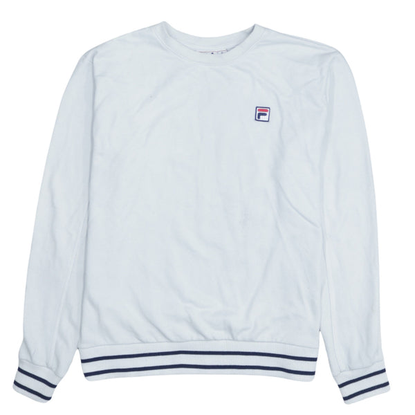 Fila 90's Striped Cuff Crew Neck Sweatshirt Large White