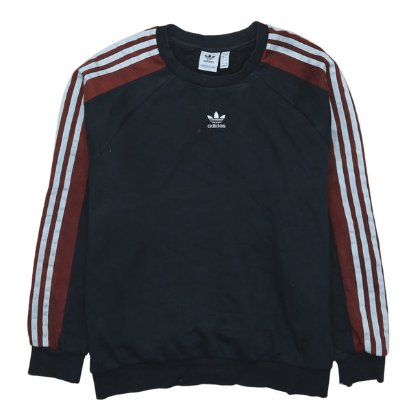 Adidas 90's Vintage Black Striped Sleeve Crew Neck Sweatshirt XXL