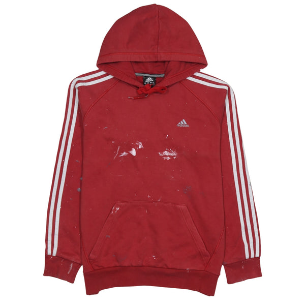 Adidas 90's Striped Sleeve Pullover Hoodie Medium Red