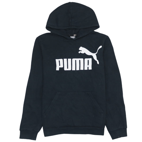 Puma 90's Spellout Pullover Hoodie Women's XLarge Black Cotton Top