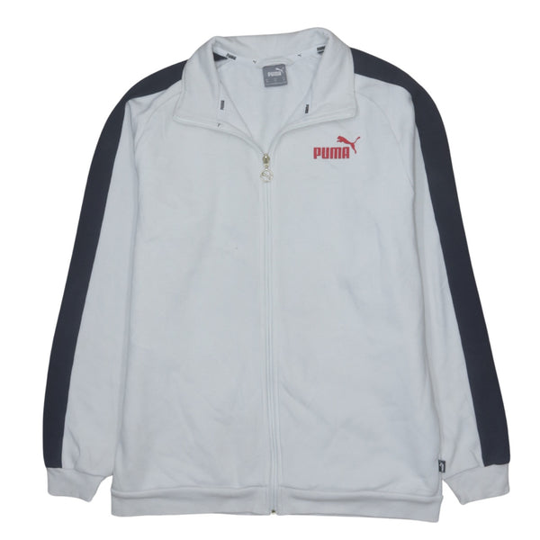 Puma 90s Men's Medium White Heavyweight Full Zip Sweatshirt Vintage