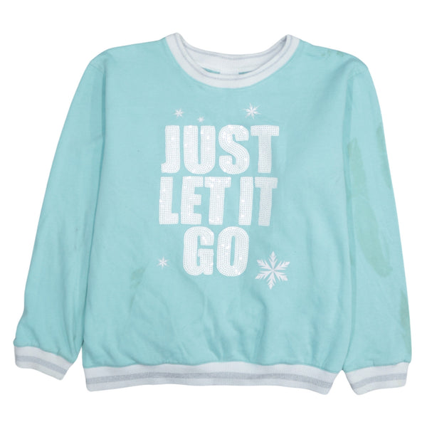 Diseny 90's Just Let it Go Crew Neck Sweatshirt Large Blue