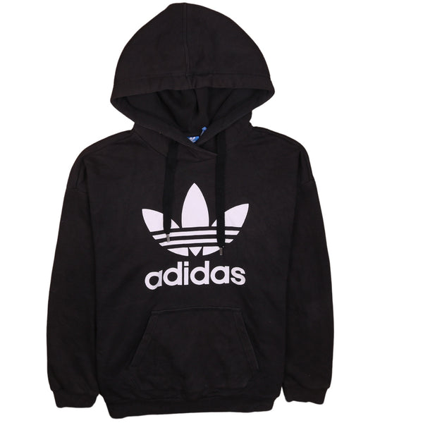 Adidas Vintage 90s Spellout Pullover Hoodie Black XLarge B-Grade