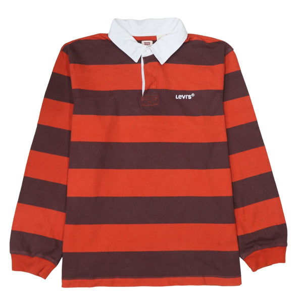 Levi's 90's Long Sleeve Quarter Button Polo Shirt Large Brown